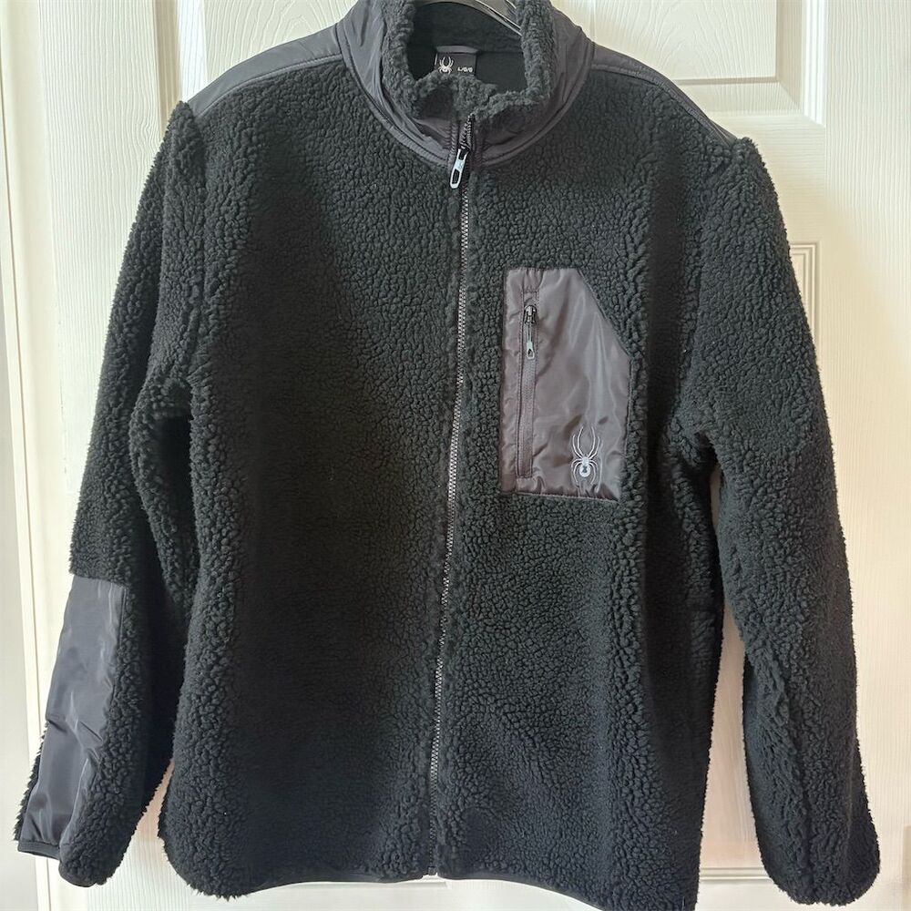 Spyder Black Sherpa Full-Zip Jacket Men’s NWT WARM layering jacket